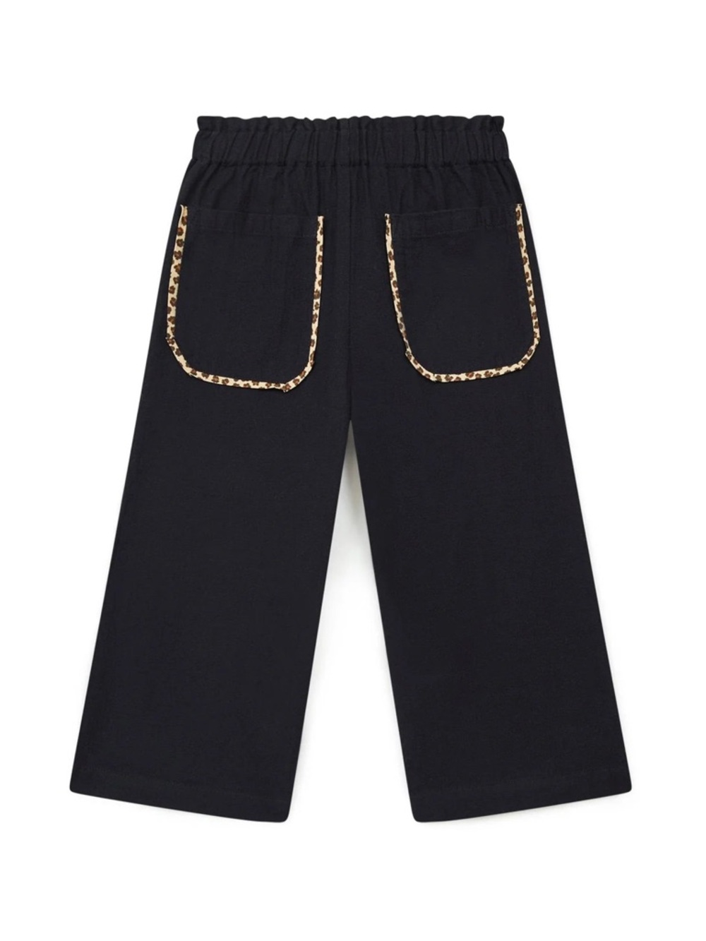 Eve Bonton Wide Leg Pants Girls Size 10 Charcoal W/ Leopard Trim Pocket Elastic